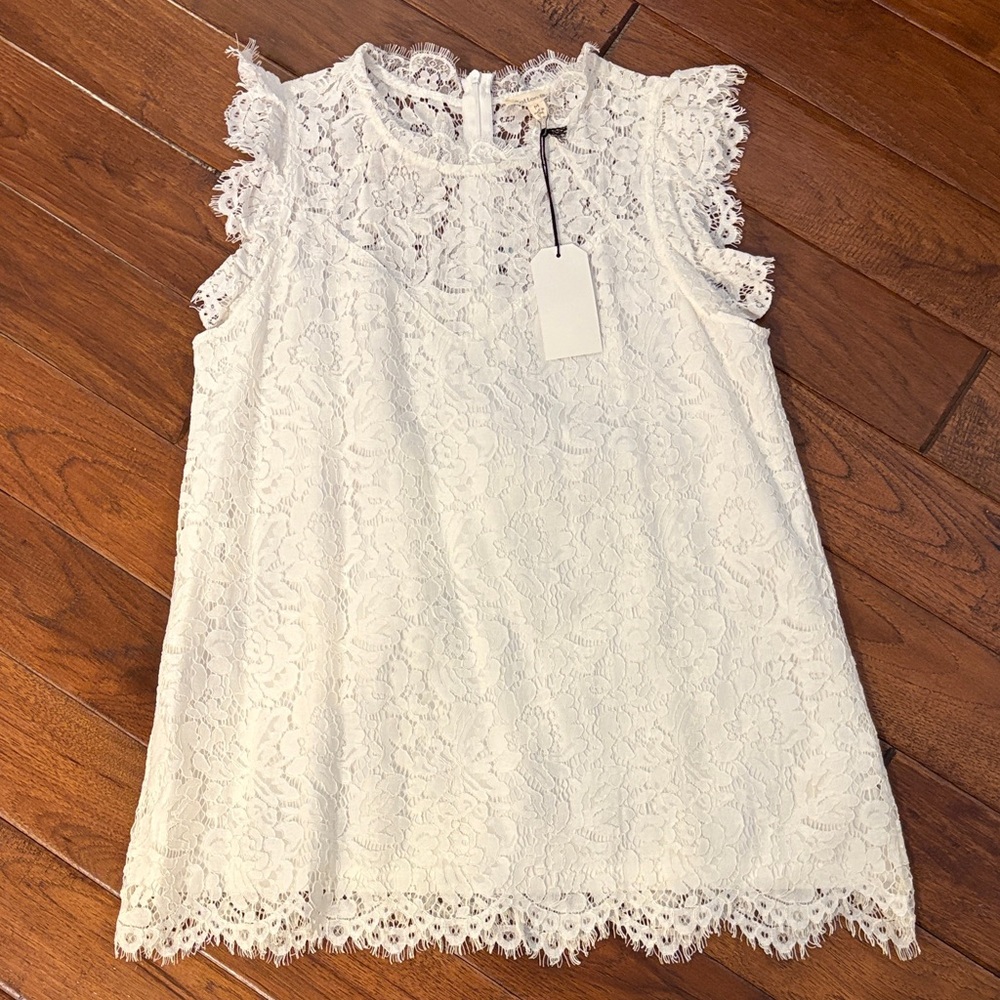 White Lace Sleeveless Top
